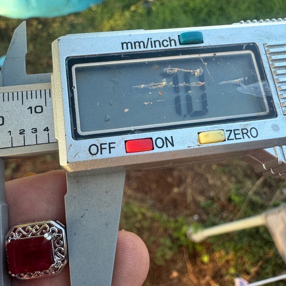 Estate Ruby and Sterling Silver Earrings - Picture 7 of 15